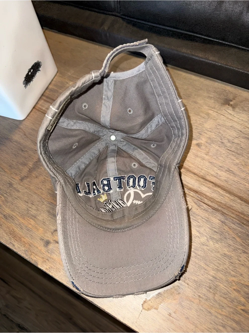 Football Mama Distressed Baseball Cap - Khaki